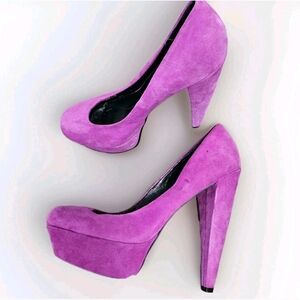 DV Dolce Vita Grechen Pump Magenta Suede Ultra High Heels Purple Pink Size 6.5